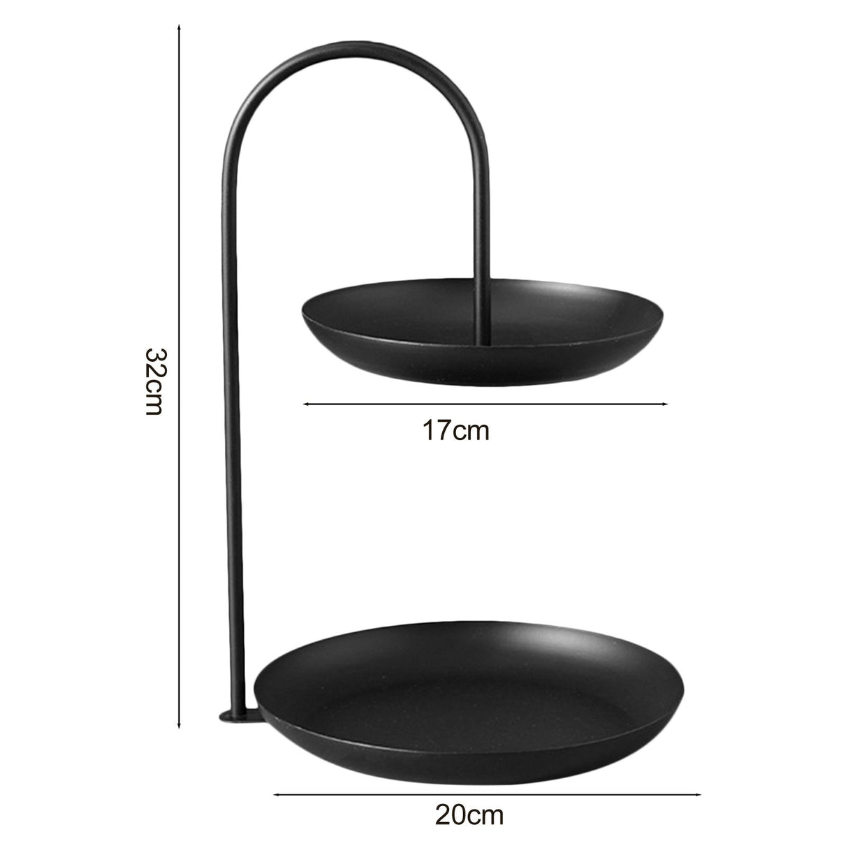 2 Tier Iron Fruit Serving Tray Waterproof Multi Tier Storage Platter for Coffee Table Party Black