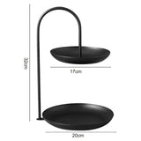 2 Tier Iron Fruit Serving Tray Waterproof Multi Tier Storage Platter for Coffee Table Party Black - Extra Image