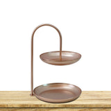 2 Tier Iron Fruit Serving Tray Waterproof Multi Tier Storage Platter for Coffee Table Party Rose Gold - Rear View
