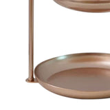 2 Tier Iron Fruit Serving Tray Waterproof Multi Tier Storage Platter for Coffee Table Party Rose Gold - Low Angle