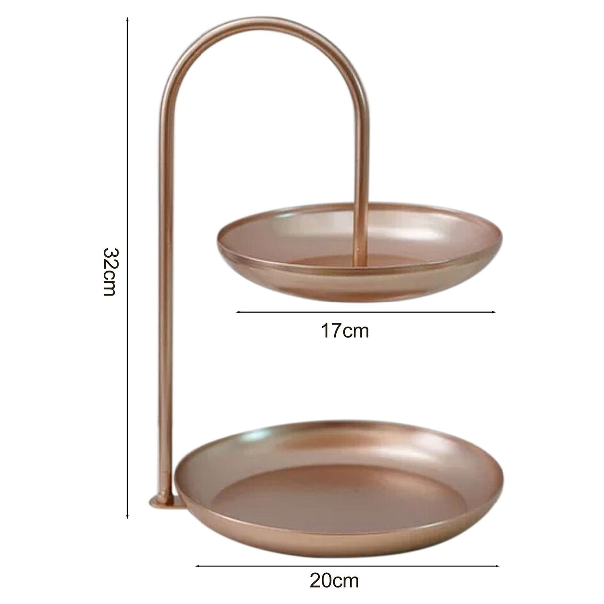 2 Tier Iron Fruit Serving Tray Waterproof Multi Tier Storage Platter for Coffee Table Party Rose Gold