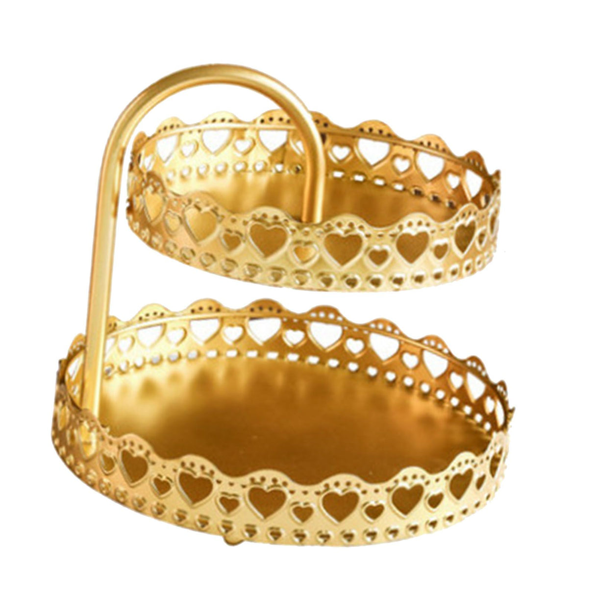 Double Layer Pastry Tray Decorative Copper Gold Biscuits Dessert Display Plate for Wedding Loving Heart