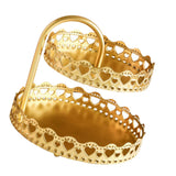Double Layer Pastry Tray Decorative Copper Gold Biscuits Dessert Display Plate for Wedding Loving Heart
