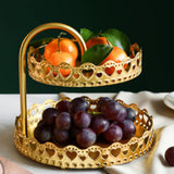 Double Layer Pastry Tray Decorative Copper Gold Biscuits Dessert Display Plate for Wedding Loving Heart