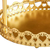 Double Layer Pastry Tray Decorative Copper Gold Biscuits Dessert Display Plate for Wedding Loving Heart