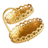 Double Layer Pastry Tray Decorative Copper Gold Biscuits Dessert Display Plate for Wedding Loving Heart