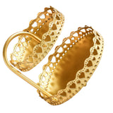 Double Layer Pastry Tray Decorative Copper Gold Biscuits Dessert Display Plate for Wedding Loving Heart