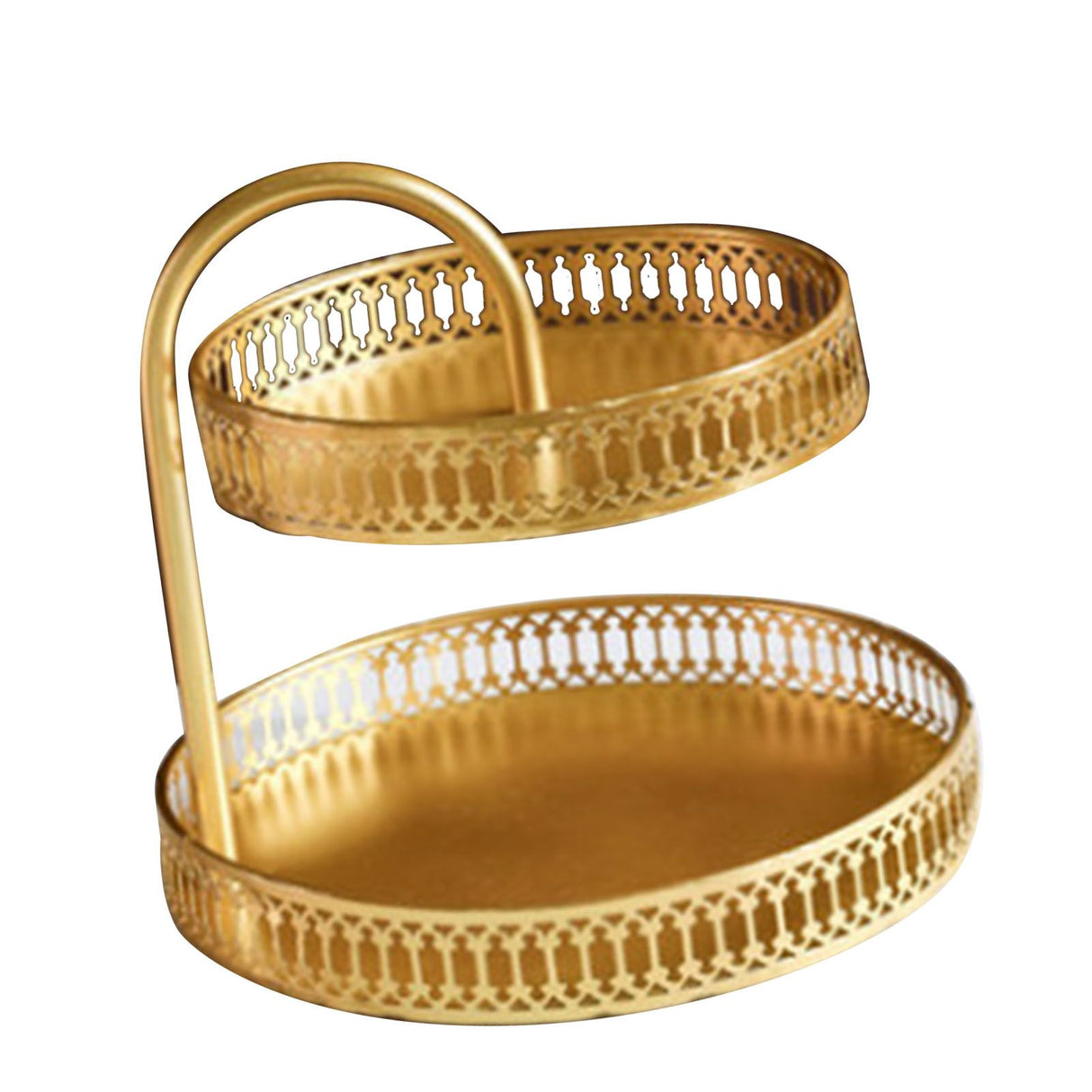 Double Layer Pastry Tray Decorative Copper Gold Biscuits Dessert Display Plate for Wedding Vertical Grain