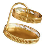 Double Layer Pastry Tray Decorative Copper Gold Biscuits Dessert Display Plate for Wedding Vertical Grain - Extra Image