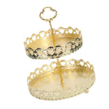 Double Layer Pastry Tray Decorative Copper Gold Biscuits Dessert Display Plate for Wedding Hollowed Out Love Heart - Side View