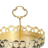 Double Layer Pastry Tray Decorative Copper Gold Biscuits Dessert Display Plate for Wedding Hollowed Out Love Heart - Close-Up Angle