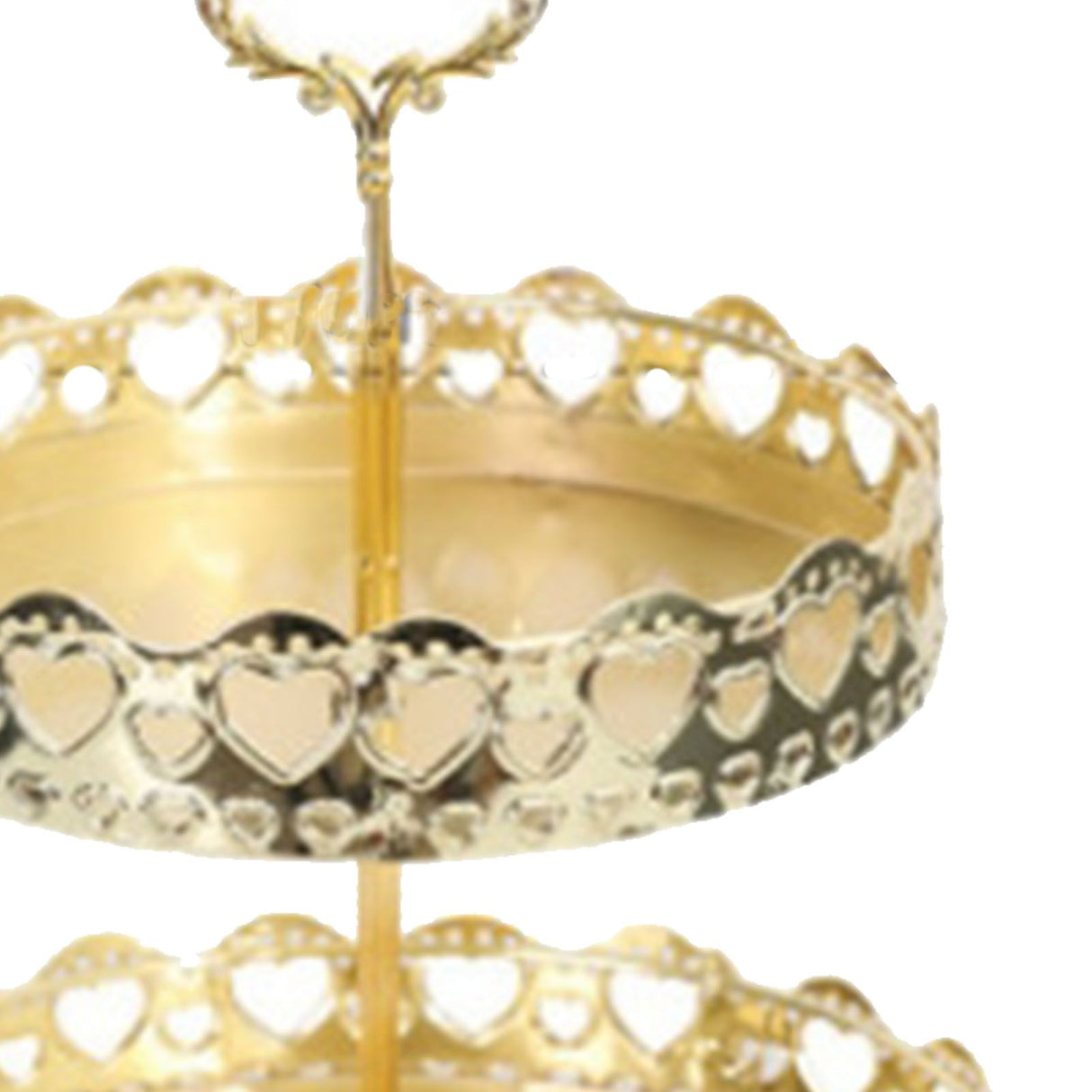Double Layer Pastry Tray Decorative Copper Gold Biscuits Dessert Display Plate for Wedding Hollowed Out Love Heart
