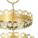 Double Layer Pastry Tray Decorative Copper Gold Biscuits Dessert Display Plate for Wedding Hollowed Out Love Heart