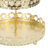 Double Layer Pastry Tray Decorative Copper Gold Biscuits Dessert Display Plate for Wedding Hollowed Out Love Heart - Extra Image