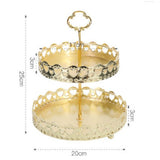 Double Layer Pastry Tray Decorative Copper Gold Biscuits Dessert Display Plate for Wedding Hollowed Out Love Heart