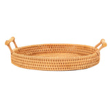 Hand Woven Round Rattan Serving Tray Bread Fruit Dessert Snack Basket with Handles 3 Piece Set