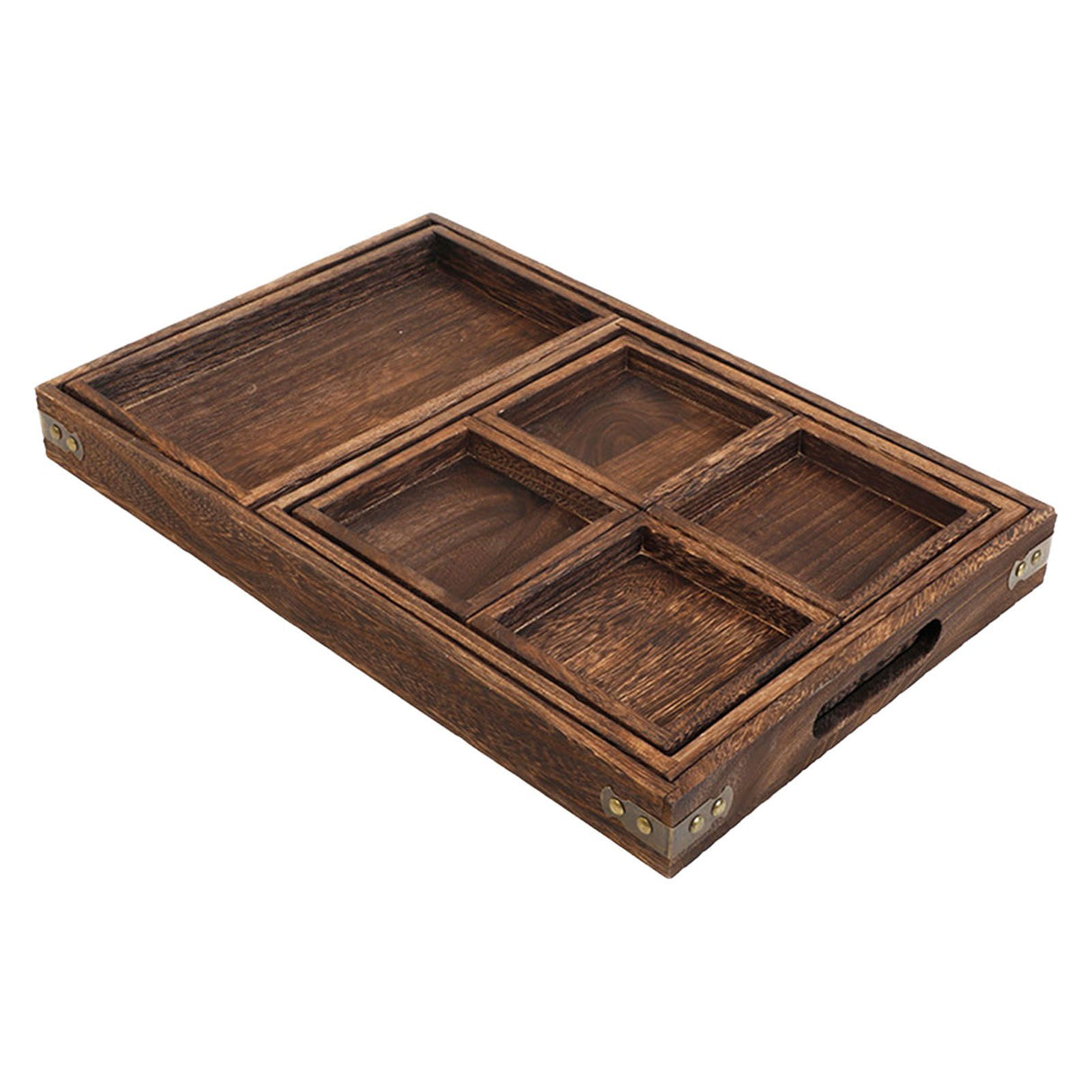 Wood Tea Tray Fade Resistant Exquisite Retro Reinforced Rectangular Tea Serving Tray
