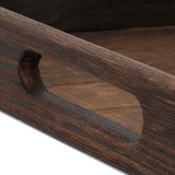 Wood Tea Tray Fade Resistant Exquisite Retro Reinforced Rectangular Tea Serving Tray - Low Angle