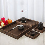 Wood Tea Tray Fade Resistant Exquisite Retro Reinforced Rectangular Tea Serving Tray