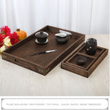 Wood Tea Tray Fade Resistant Exquisite Retro Reinforced Rectangular Tea Serving Tray