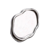 Jewelry Plate Ceramic Glossy Appearance Simple Modern Stylish Storage Tray for Home Gift Silver Oval