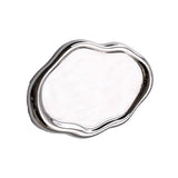 Jewelry Plate Ceramic Glossy Appearance Simple Modern Stylish Storage Tray for Home Gift Silver Oval - Side View