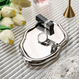 Jewelry Plate Ceramic Glossy Appearance Simple Modern Stylish Storage Tray for Home Gift Silver Oval