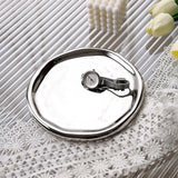 Jewelry Plate Ceramic Glossy Appearance Simple Modern Stylish Storage Tray for Home Gift Silver Oval