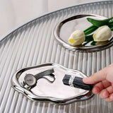 Jewelry Plate Ceramic Glossy Appearance Simple Modern Stylish Storage Tray for Home Gift Silver Oval - Extra Image