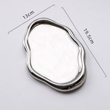 Jewelry Plate Ceramic Glossy Appearance Simple Modern Stylish Storage Tray for Home Gift Silver Oval - Extra Image