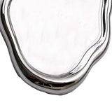 Jewelry Plate Ceramic Glossy Appearance Simple Modern Stylish Storage Tray for Home Gift Silver Oval - Extra Image