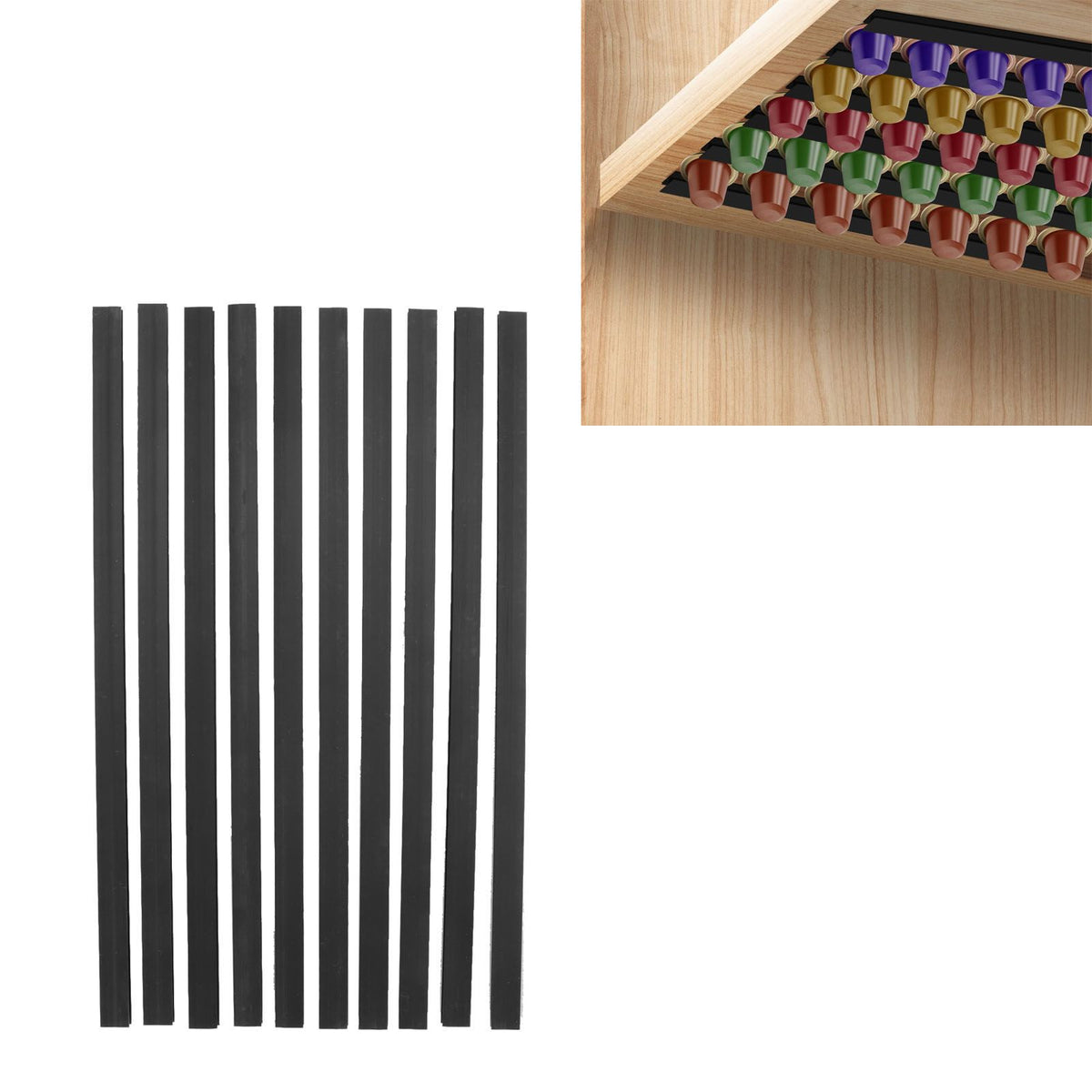 Coffee Capsule Strip Storage Organizing Wall Mounted Coffee Pod Holder Strip for Counter Kitchen Magnet Black