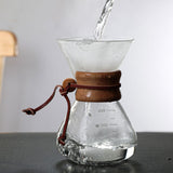 Pour Over Coffee Maker 400ml Double Layer Filter V Spout Wooden Sleeve Coffee Brewer for Home Cafe Party