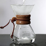 Pour Over Coffee Maker 400ml Double Layer Filter V Spout Wooden Sleeve Coffee Brewer for Home Cafe Party