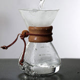 Pour Over Coffee Maker 400ml Double Layer Filter V Spout Wooden Sleeve Coffee Brewer for Home Cafe Party