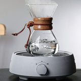 Pour Over Coffee Maker 400ml Double Layer Filter V Spout Wooden Sleeve Coffee Brewer for Home Cafe Party