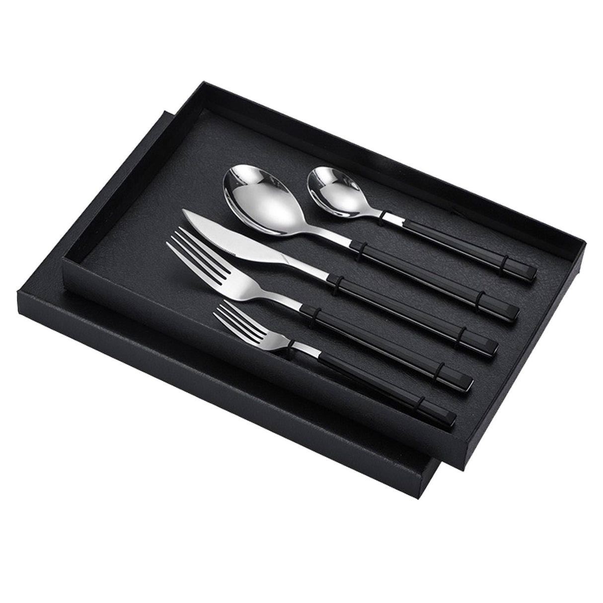 Tableware Cutlery Set Stainless Steel Dinner Knives Forks Spoons Eating Utensils High Hardness Flatware Set Black Handle