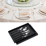 Tableware Cutlery Set Stainless Steel Dinner Knives Forks Spoons Eating Utensils High Hardness Flatware Set Black Handle - 45-Degree Angle
