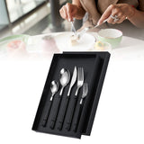 Tableware Cutlery Set Stainless Steel Dinner Knives Forks Spoons Eating Utensils High Hardness Flatware Set Black Handle