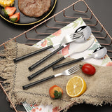 Tableware Cutlery Set Stainless Steel Dinner Knives Forks Spoons Eating Utensils High Hardness Flatware Set Black Handle