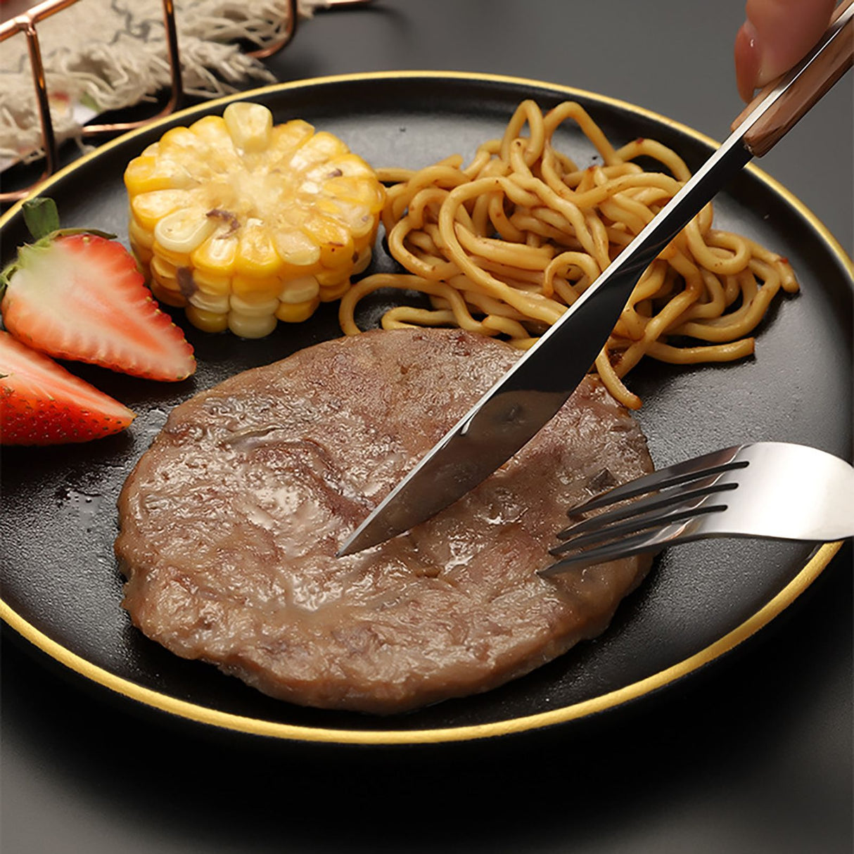 Tableware Cutlery Set Stainless Steel Dinner Knives Forks Spoons Eating Utensils High Hardness Flatware Set Black Handle