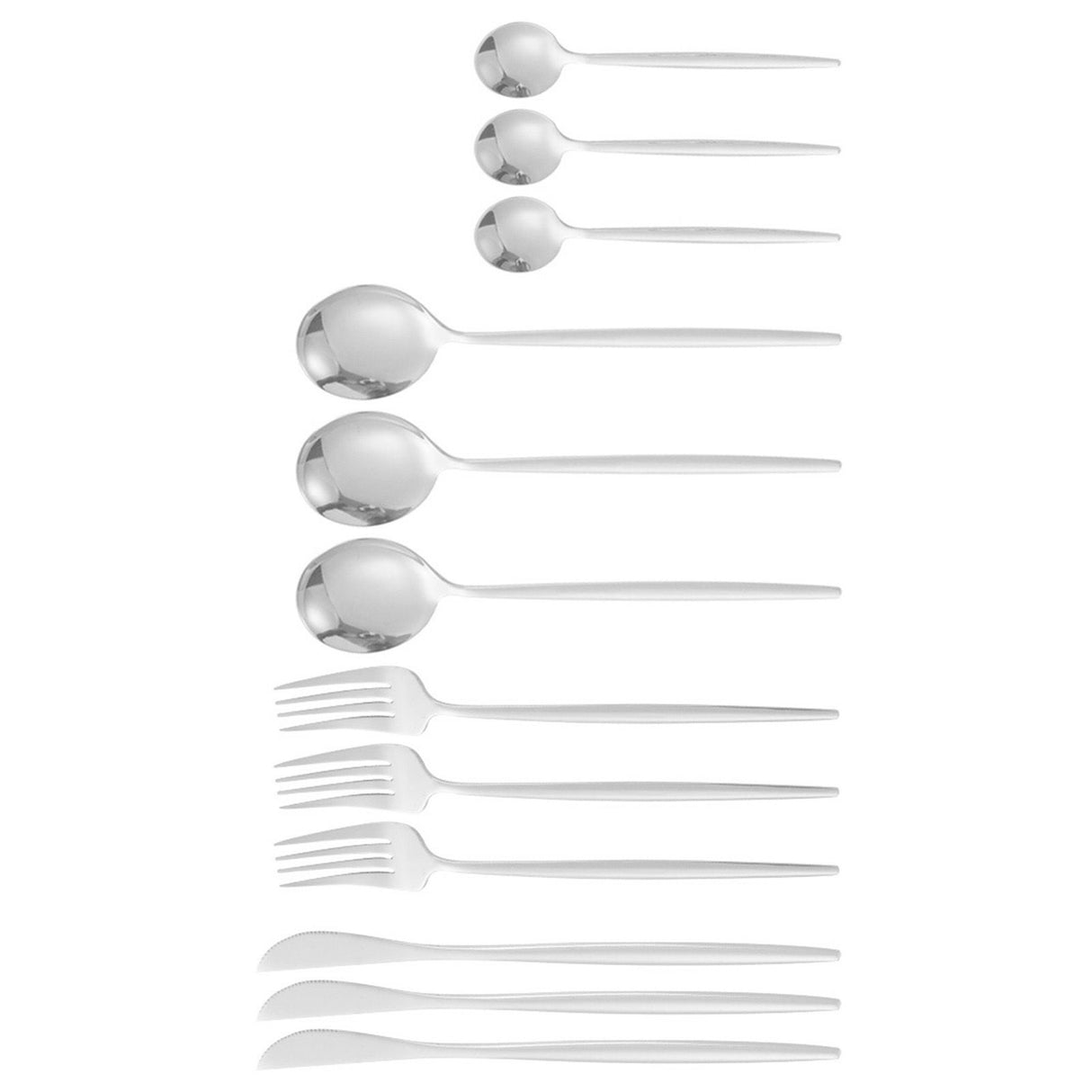 12Pcs Tableware Set Spoons Knives Forks Glossy 410 Stainless Steel Cutlery Set for Home Restaurant Silver