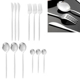12Pcs Tableware Set Spoons Knives Forks Glossy 410 Stainless Steel Cutlery Set for Home Restaurant Silver