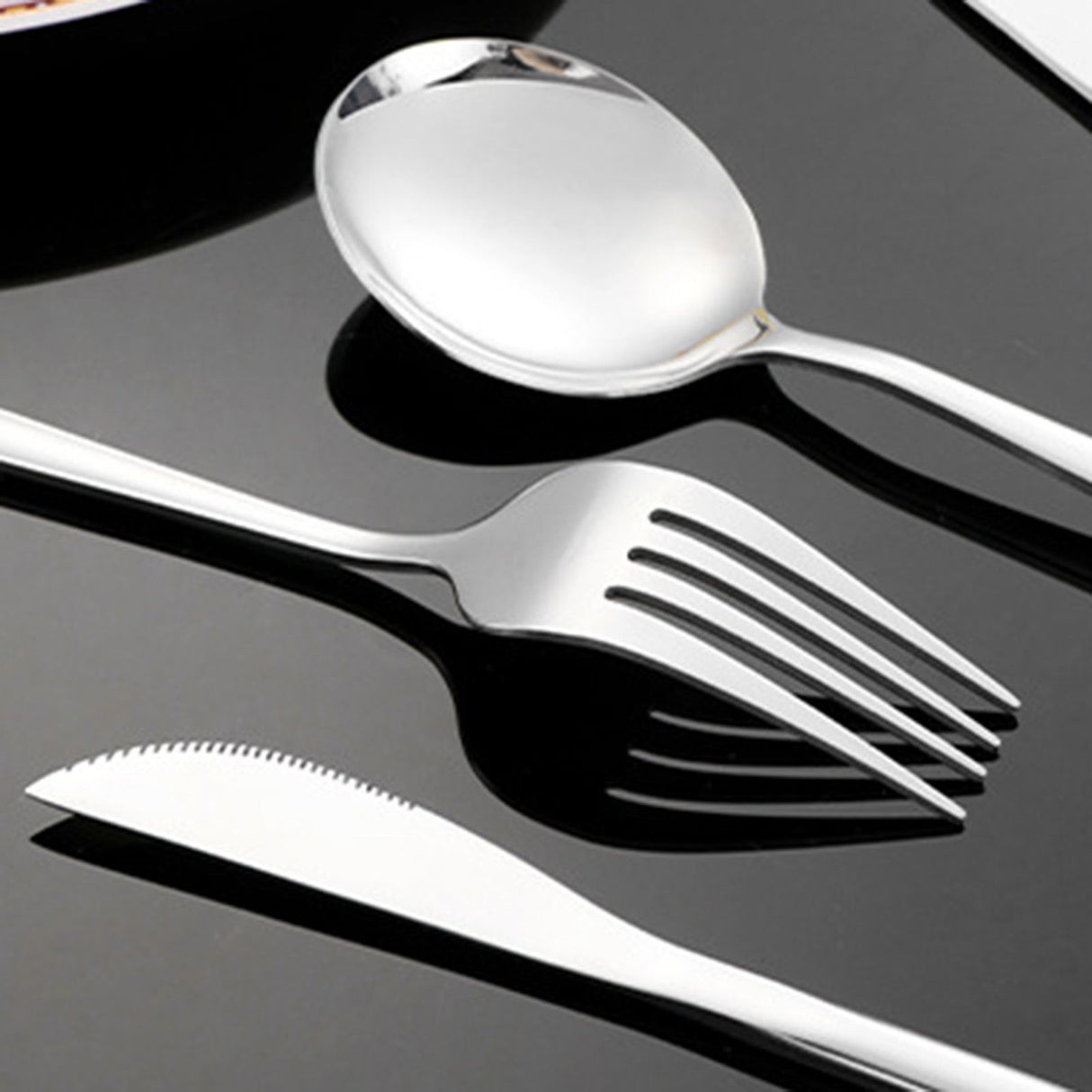 12Pcs Tableware Set Spoons Knives Forks Glossy 410 Stainless Steel Cutlery Set for Home Restaurant Silver