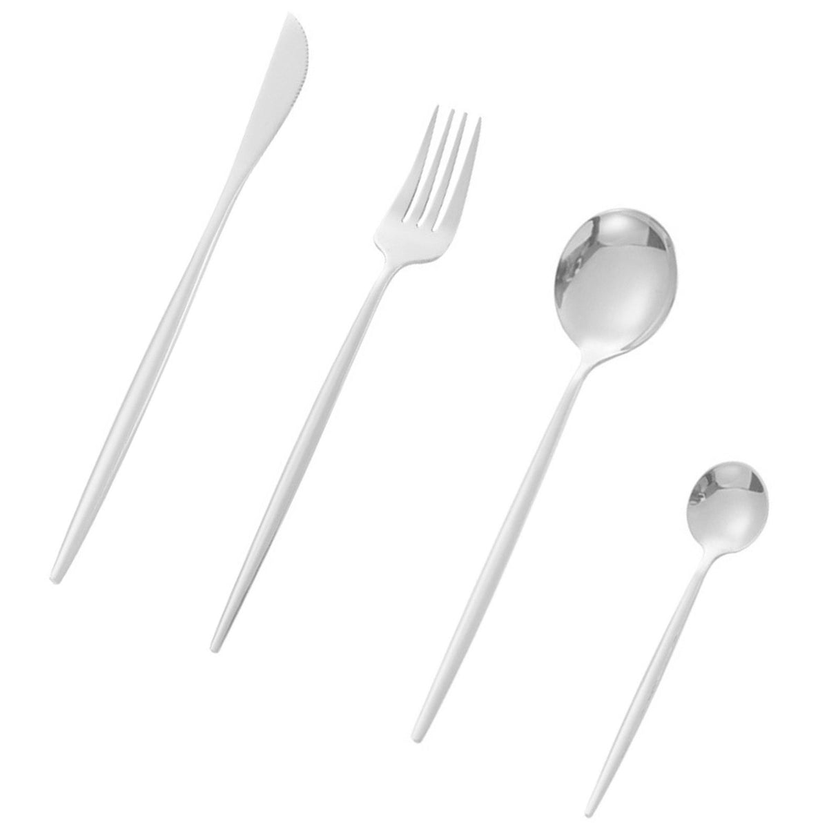12Pcs Tableware Set Spoons Knives Forks Glossy 410 Stainless Steel Cutlery Set for Home Restaurant Silver
