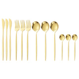 12Pcs Tableware Set Spoons Knives Forks Glossy 410 Stainless Steel Cutlery Set for Home Restaurant Gold