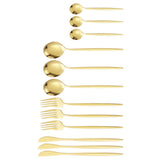12Pcs Tableware Set Spoons Knives Forks Glossy 410 Stainless Steel Cutlery Set for Home Restaurant Gold