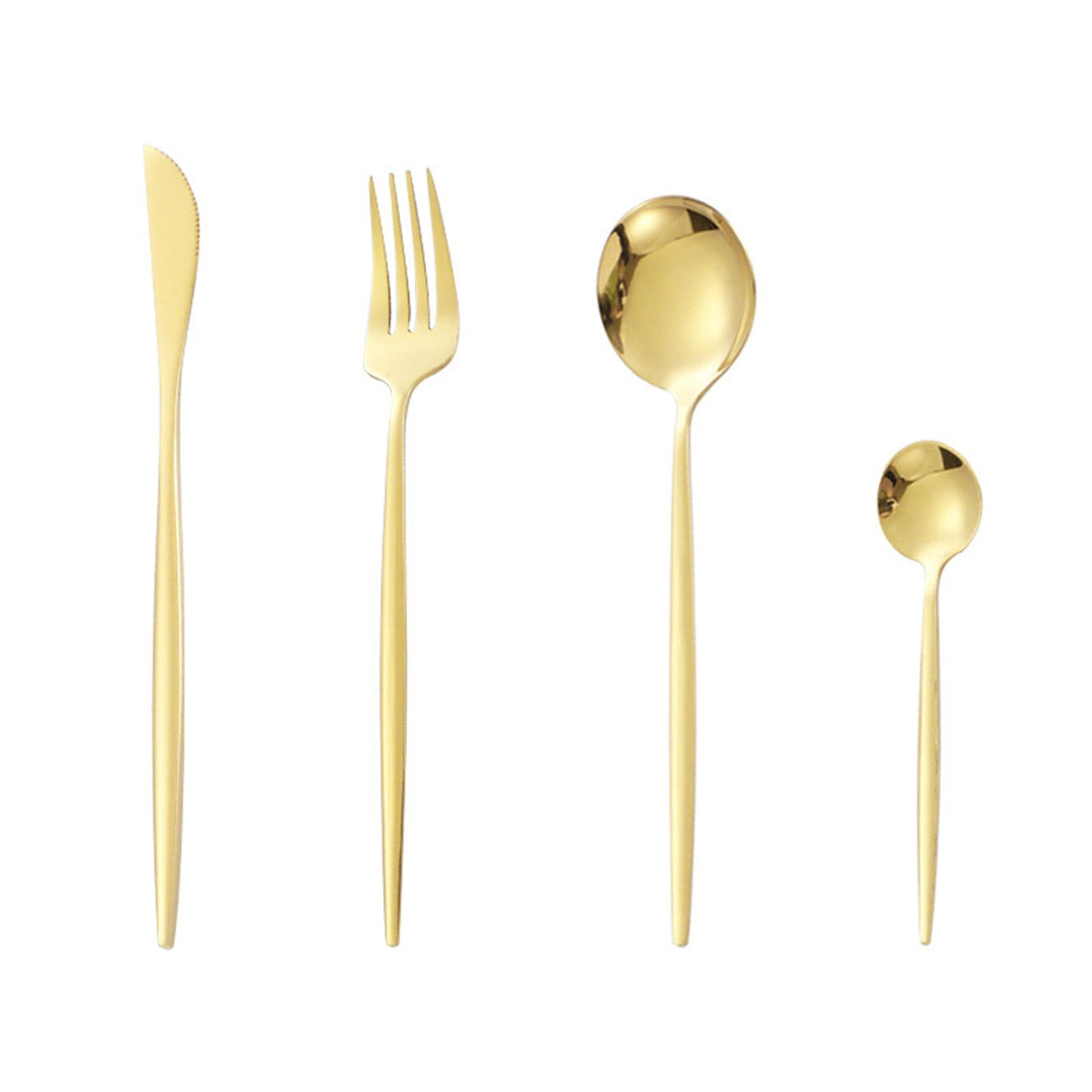 12Pcs Tableware Set Spoons Knives Forks Glossy 410 Stainless Steel Cutlery Set for Home Restaurant Gold
