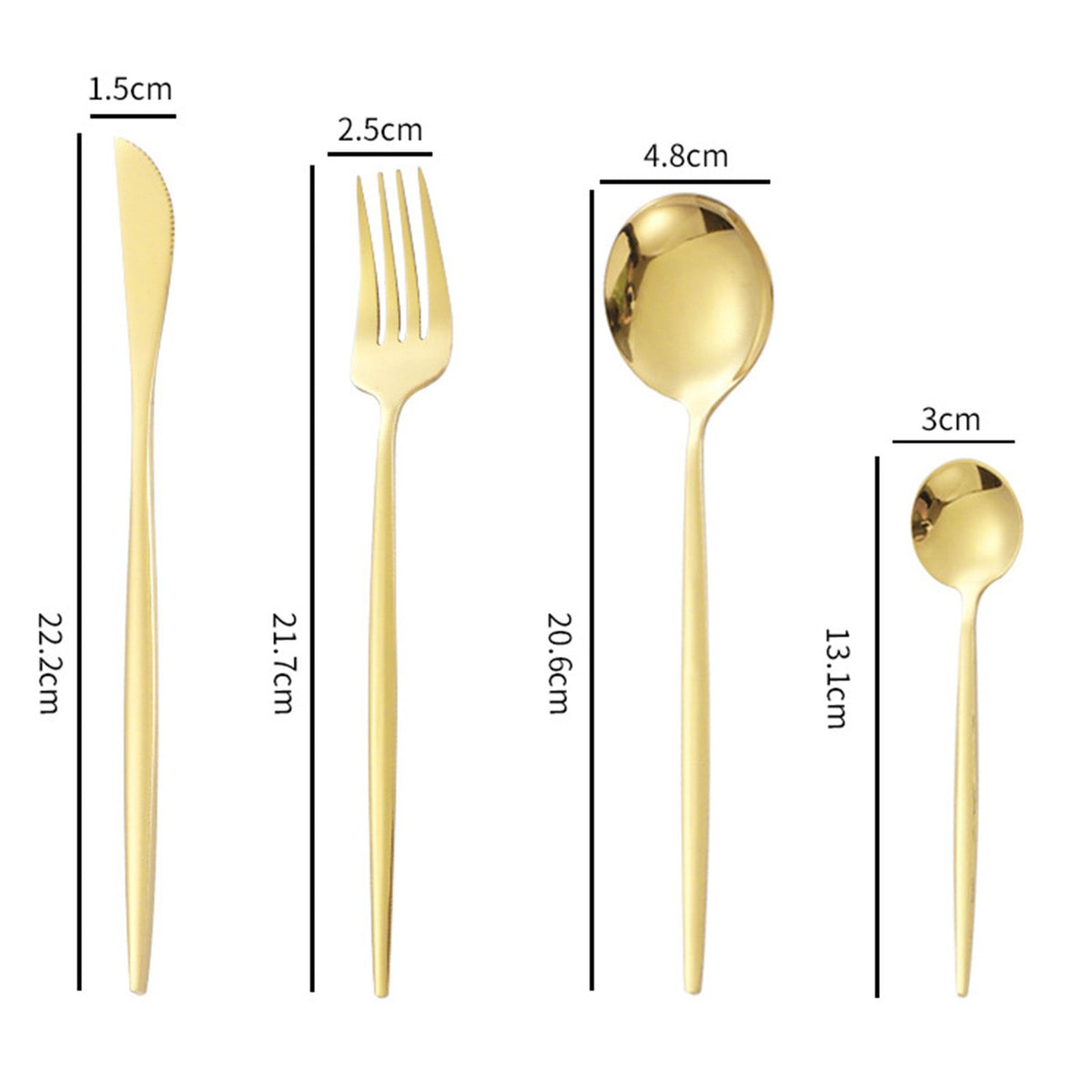 12Pcs Tableware Set Spoons Knives Forks Glossy 410 Stainless Steel Cutlery Set for Home Restaurant Gold