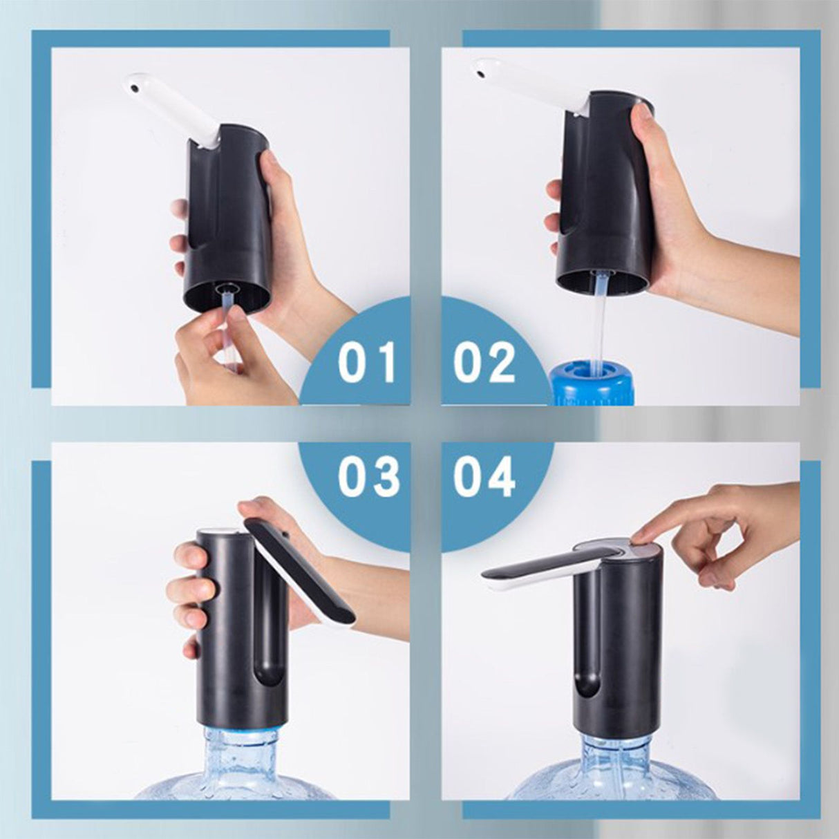 Water Bottle Dispenser Foldable USB Rechargeable Automatic Portable Electric Water Dispenser Pump Black 4W